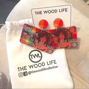 Credit card wood print earrings